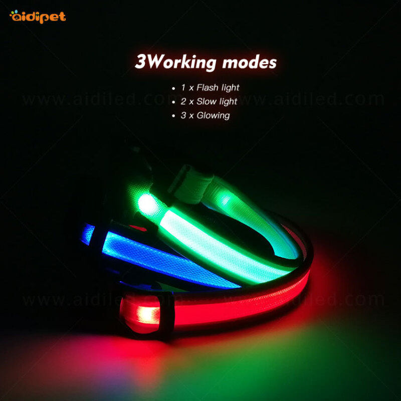 USB Rechargeable Glowing Pet Dog LED Collar for Night Safety